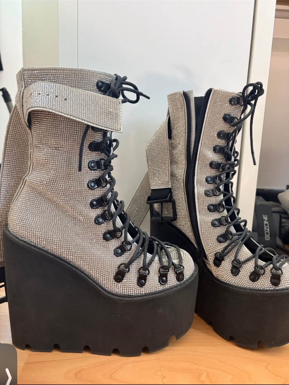 Rhinestone platform boots Dollskill